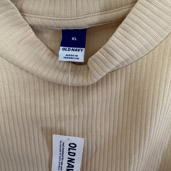Old Navy Mock Neck Rib Knit Tank Top Sleeveless Tan Beige Size XL NEW - Picture 5 of 6